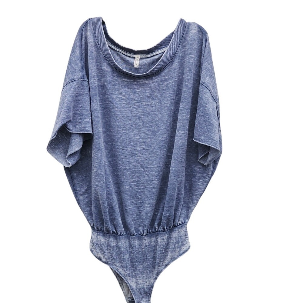 Free People French Terry Bodysuit Boho Slouchy Slub Loose Gray Grunge Edgy Small